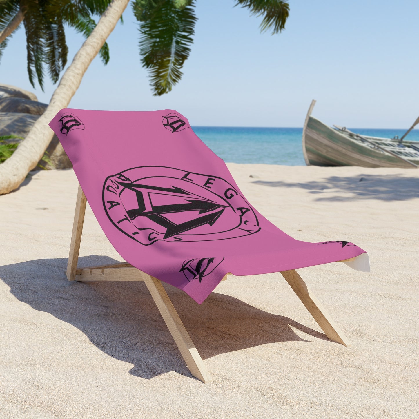 Legacy - Beach Towel - Black logo w/pink towel