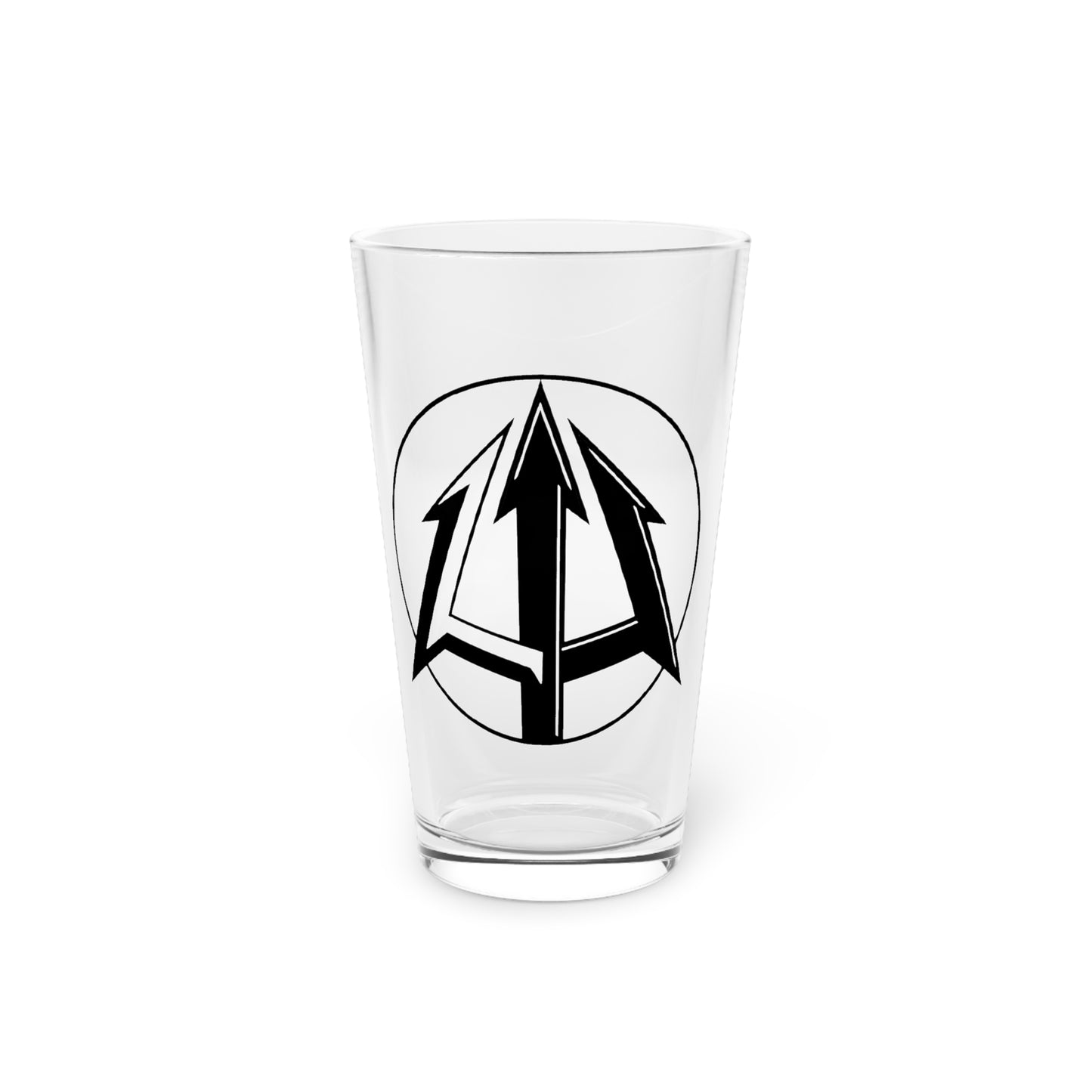 Legacy - 16oz Pint Glass - Black pitchfork logo