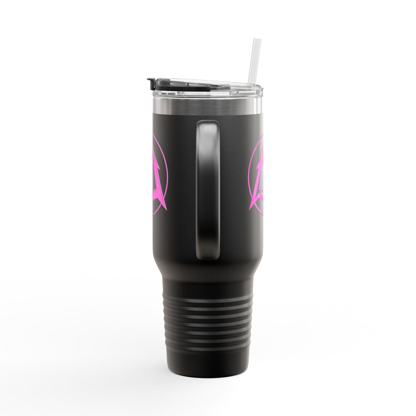 Legacy - 40oz Travel Mug - Pink pitchfork logo