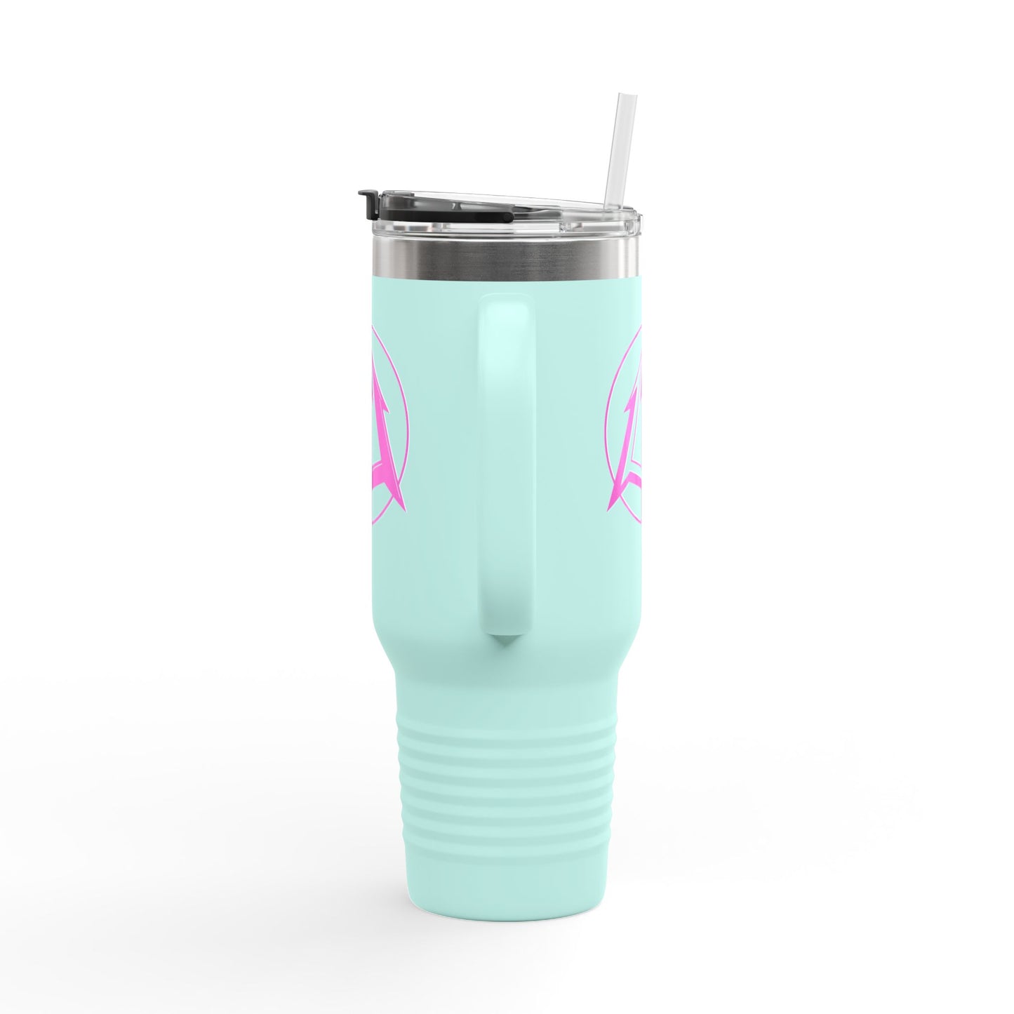 Legacy - 40oz Travel Mug - Pink pitchfork logo
