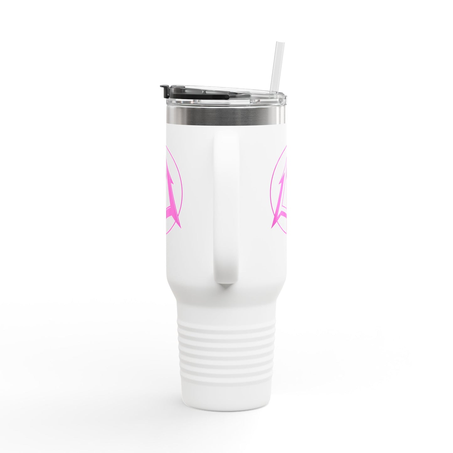 Legacy - 40oz Travel Mug - Pink pitchfork logo