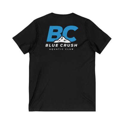 Blue Crush - Unisex Jersey Short Sleeve V-Neck Tee - Blue logo