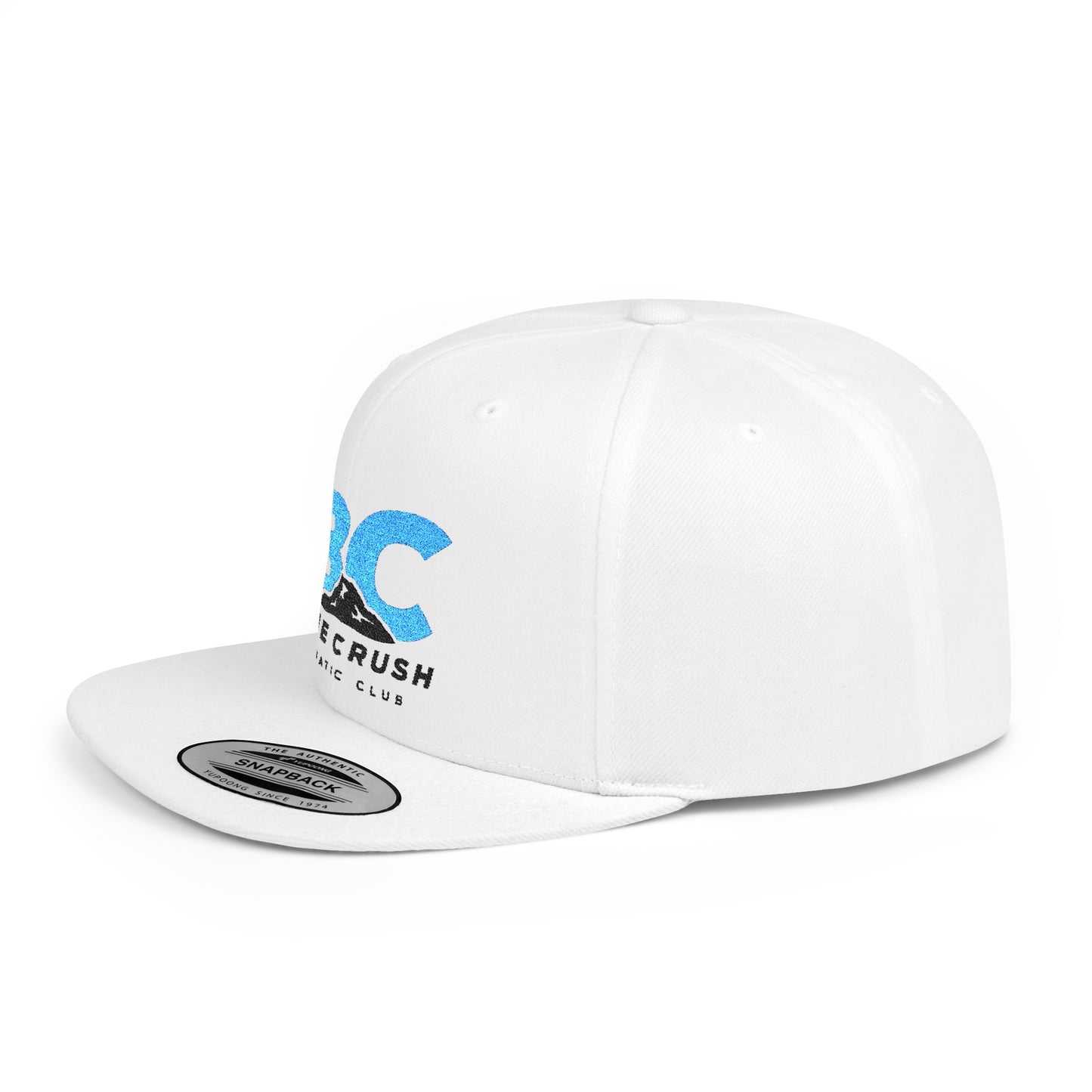 Blue Crush - Flat Bill Snapback - White w/Blue & Black logo