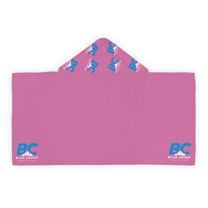 Blue Crush - Youth Hooded Towel - Pink w/Blue & White logo