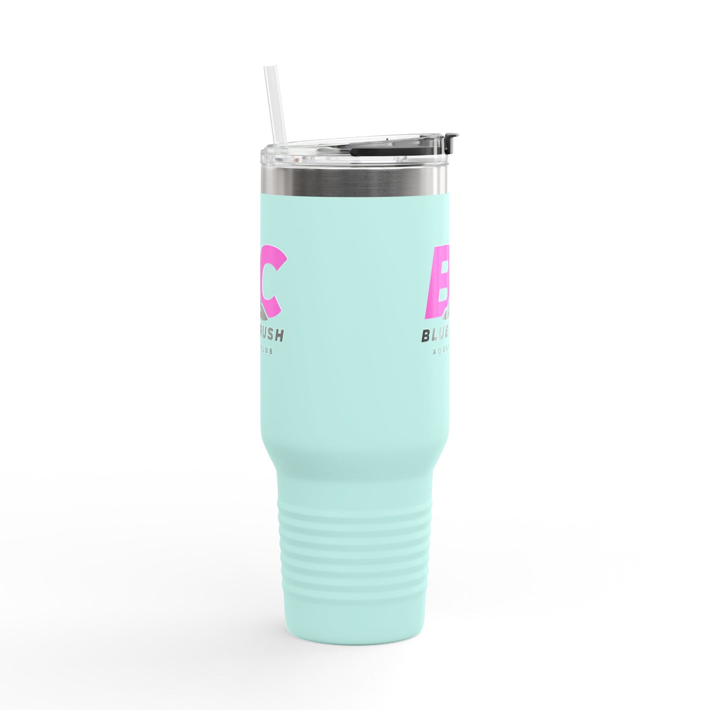 Blue Crush - 40oz Insulated Travel Mug - Pink logo