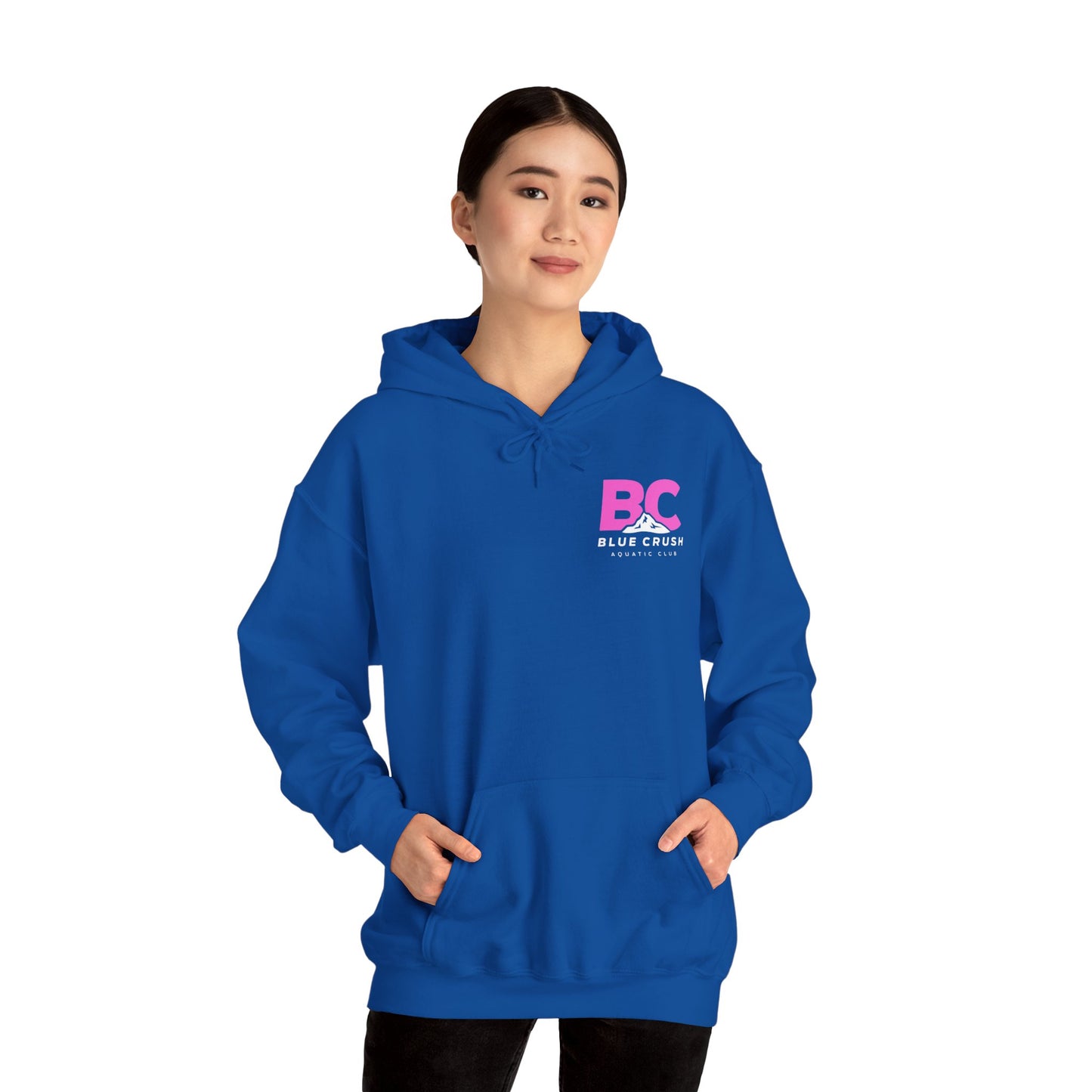 Blue Crush - Unisex Heavy Blend Hoodie - Pink Logo