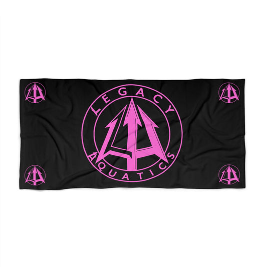 Legacy - Beach Towel - Pink logo w/black towel