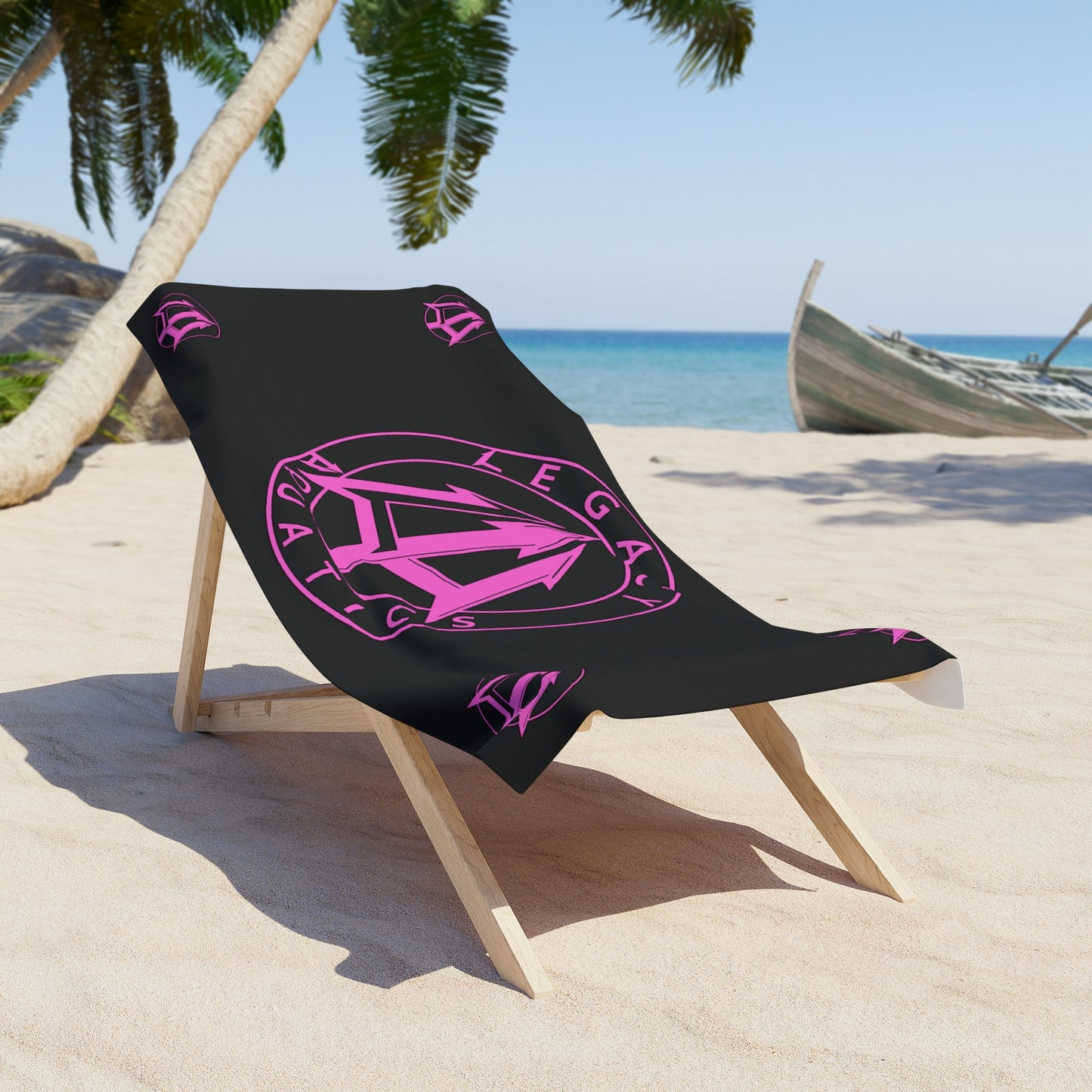 Legacy - Beach Towel - Pink logo w/black towel