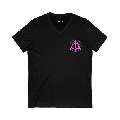 Legacy - Unisex Jersey V-Neck Tee - Pink Logo