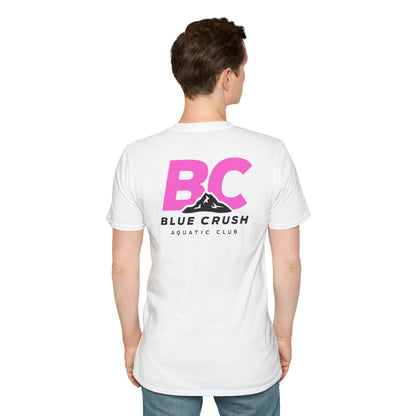 Blue Crush - Unisex Soft style T-Shirt - Pink logo