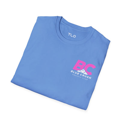 Blue Crush - Unisex Soft style T-Shirt - Pink logo