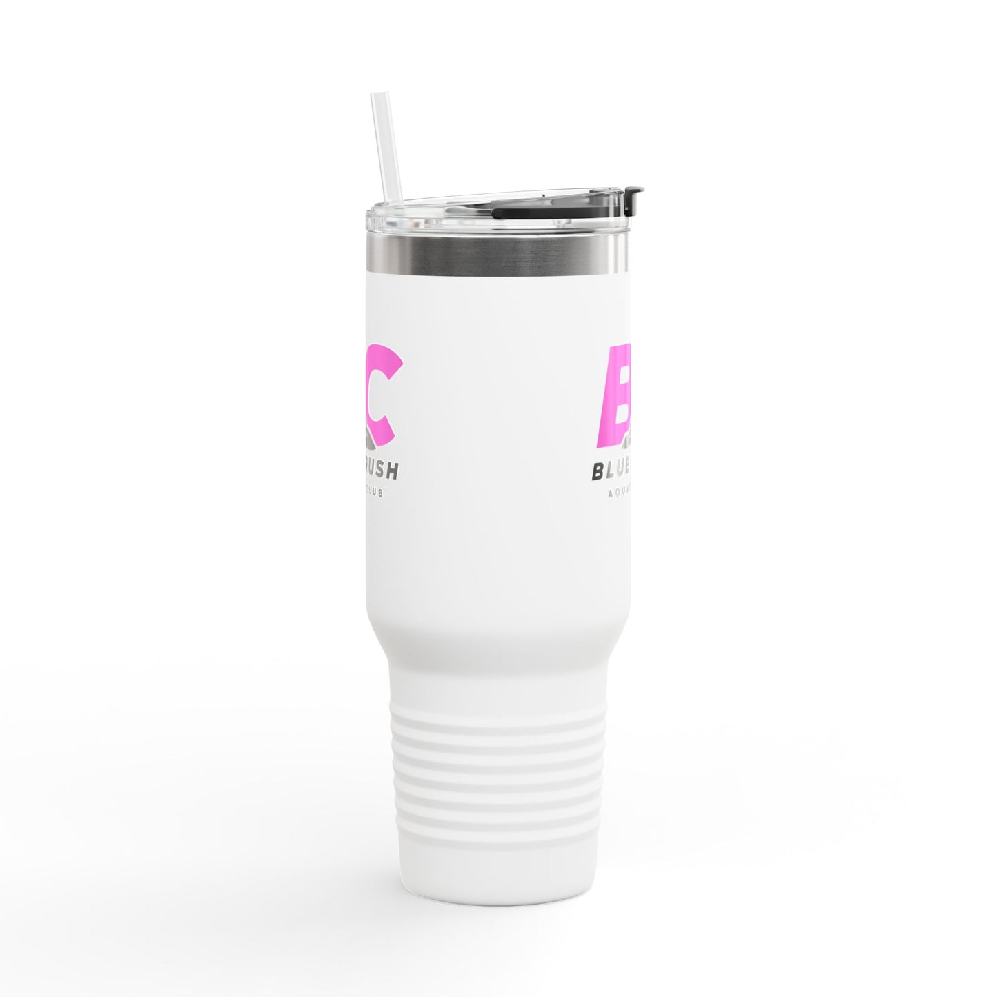 Blue Crush - 40oz Insulated Travel Mug - Pink logo