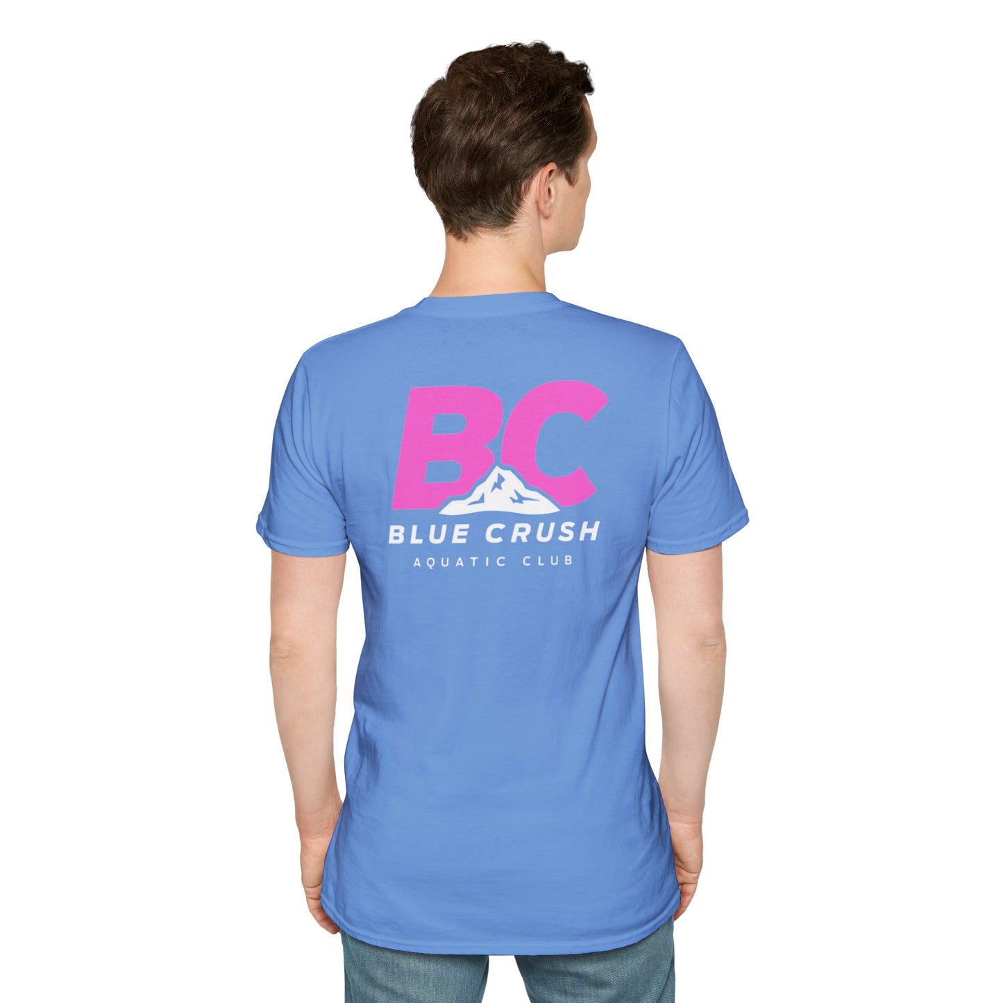 Blue Crush - Unisex Soft style T-Shirt - Pink logo