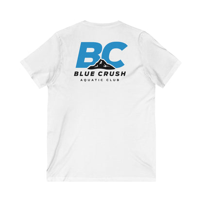 Blue Crush - Unisex Jersey Short Sleeve V-Neck Tee - Blue logo