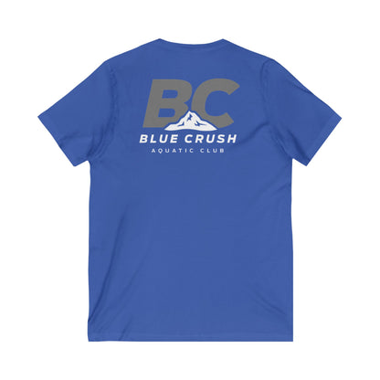 Blue Crush - Unisex Jersey Short Sleeve V-Neck Tee - Gray logo