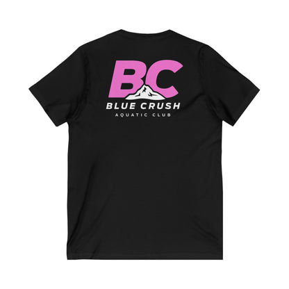 Blue Crush - Unisex Jersey Short Sleeve V-Neck Tee - Pink logo