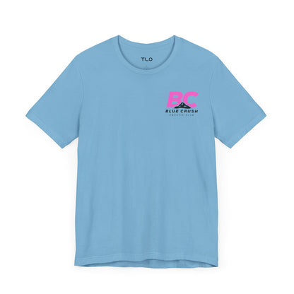 Blue Crush - Unisex Jersey Short Sleeve Tee - Pink logo