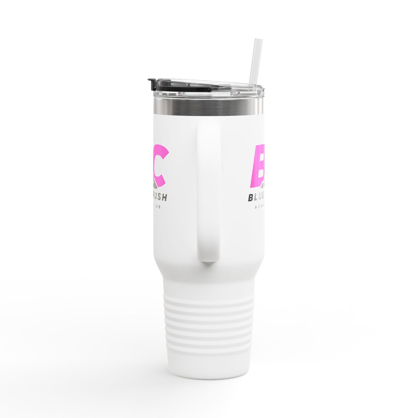 Blue Crush - 40oz Insulated Travel Mug - Pink logo