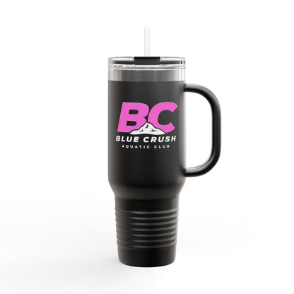 Blue Crush - 40oz Insulated Travel Mug - Pink logo