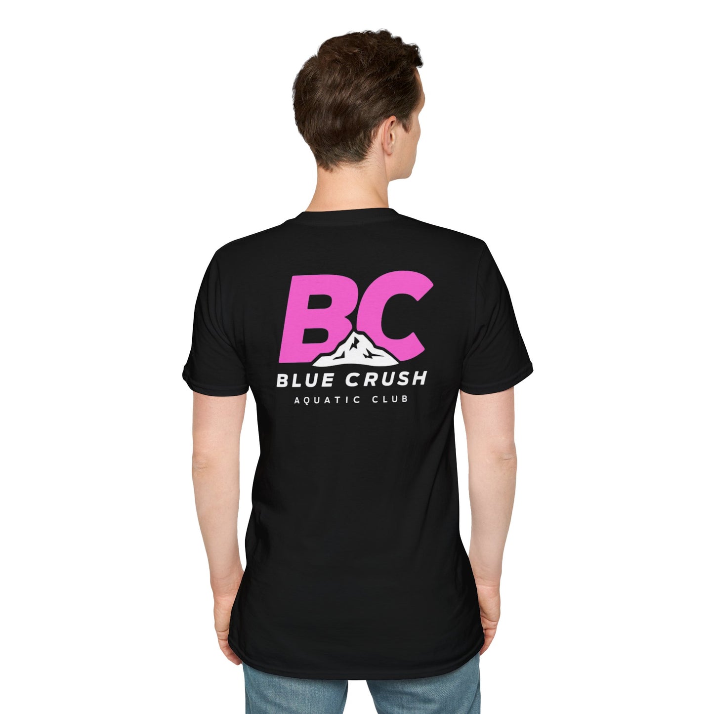 Blue Crush - Unisex Soft style T-Shirt - Pink logo