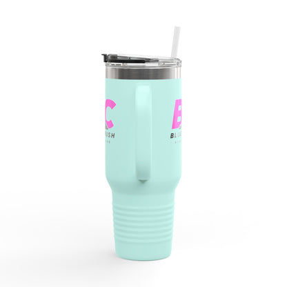 Blue Crush - 40oz Insulated Travel Mug - Pink logo