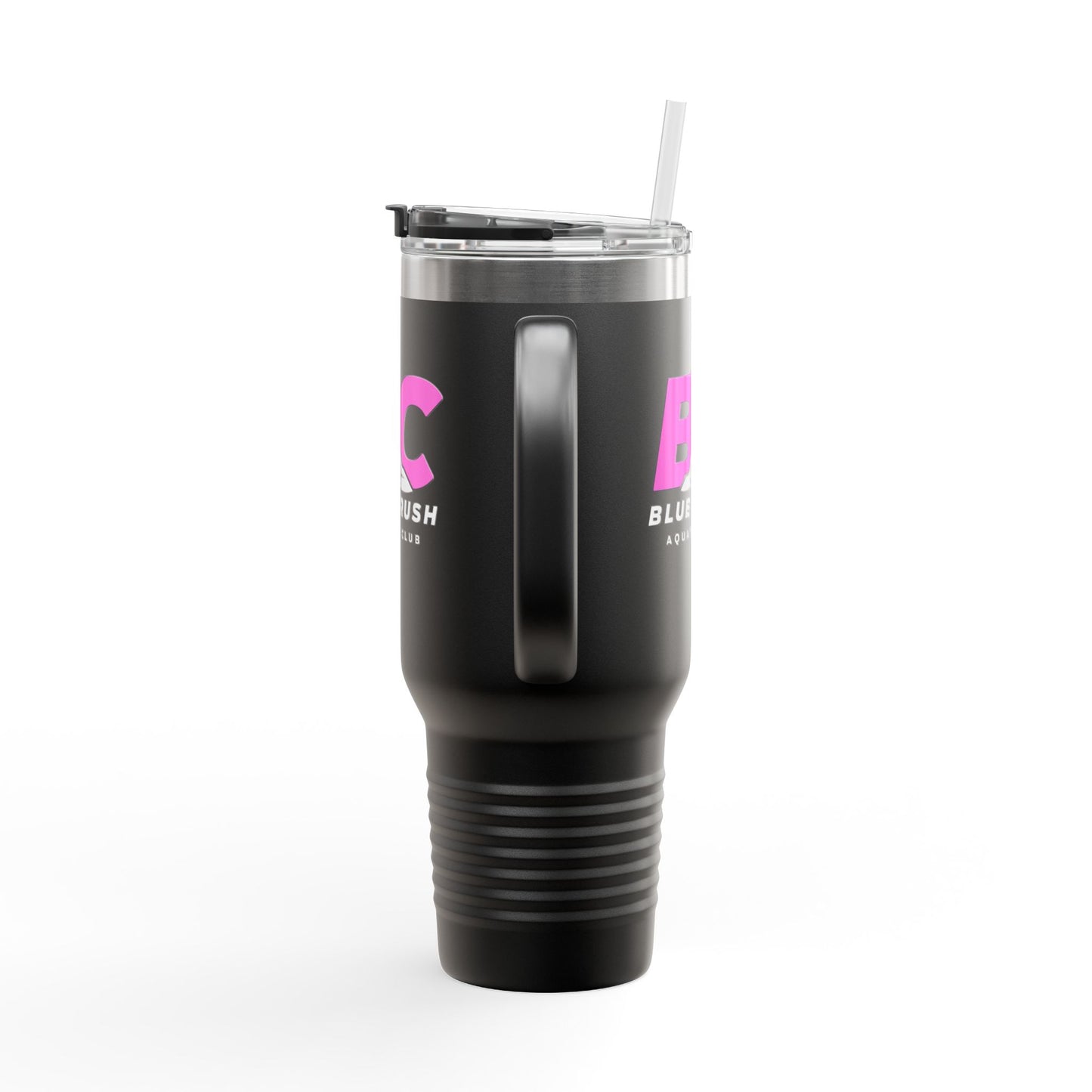 Blue Crush - 40oz Insulated Travel Mug - Pink logo