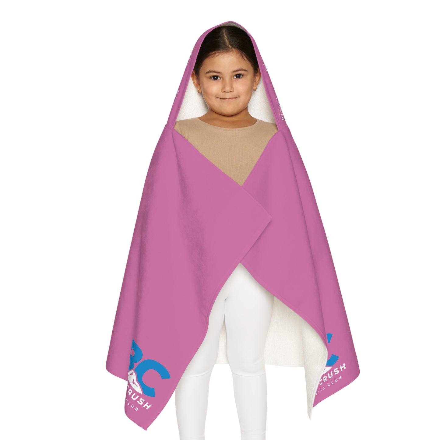 Blue Crush - Youth Hooded Towel - Pink w/Blue & White logo