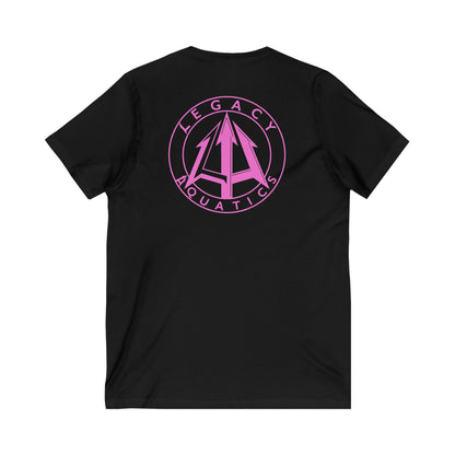 Legacy - Unisex Jersey V-Neck Tee - Pink Logo