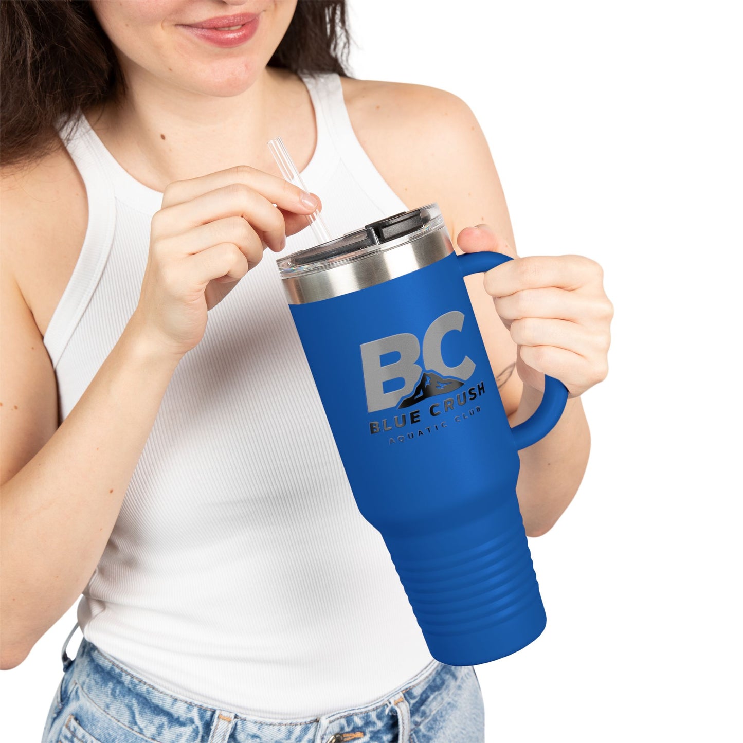 Blue Crush - 40oz Insulated Travel Mug - Grey Logo