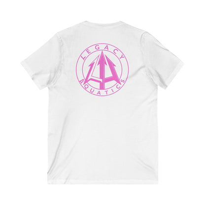 Legacy - Unisex Jersey V-Neck Tee - Pink Logo