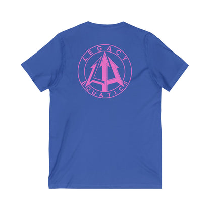 Legacy - Unisex Jersey V-Neck Tee - Pink Logo