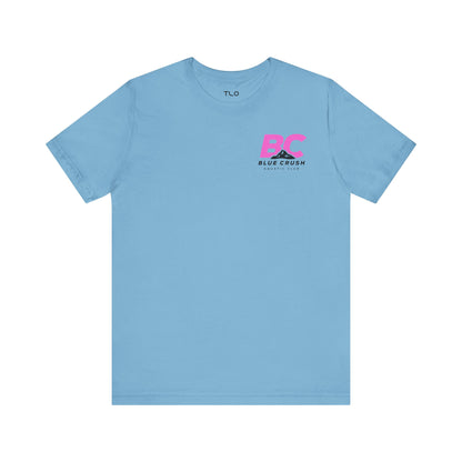 Blue Crush - Unisex Jersey Short Sleeve Tee - Pink logo