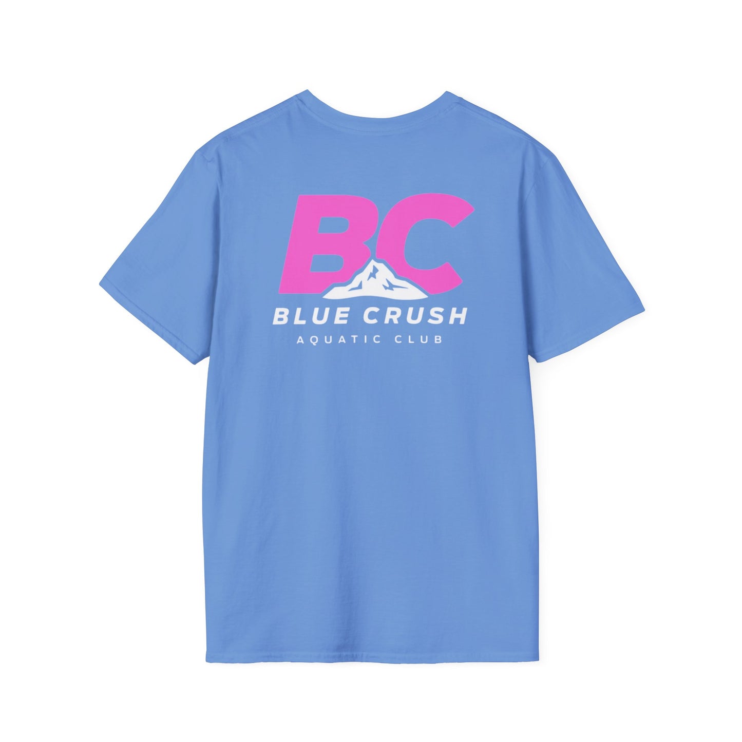 Blue Crush - Unisex Soft style T-Shirt - Pink logo